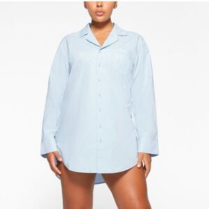 SKIMS Glacier Blue Poplin Sleep Dress